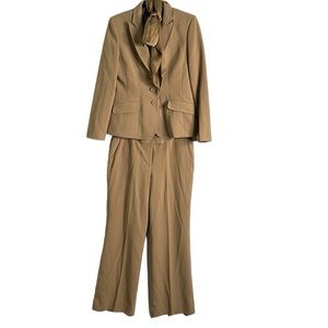 Ann Klein tan camel pantsuit size 10p career  work
